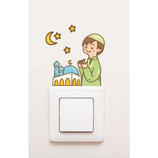 Kt Grup Ramazan Cami Dua Eden Çocuk ve Yıldızlar Dekoratif Priz Sticker
