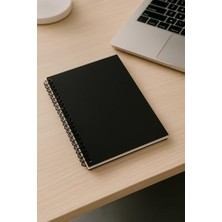 Çizgili Spiralli Not Defteri, A5 Boyut (15X21 Cm), 60 Yaprak, 90GR. Ivory Kağıt, Ofis Için Ideal (Siyah Kapak)