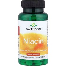 Swanson, Niacin B3 Vitamin Energy And Cardiovascular 100 Mg 250 Tablet