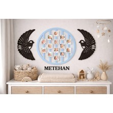 Yuvarlak 14LÜ Resim Çerçevesi Kişiye Özel Çerçeve 50 cm Kuşlar 30 cm Dir.no 4