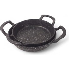 2'li Granit Alüminyum Döküm Sahan Seti | Yapışmaz Yumurta & Kızartma Tavası | Granit Omlet Tavası (18CM + 20CM) | Eşit Isı Dağılımı ve Dayanıklı