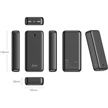 Juo 20000MAH Taşınabilir Hızlı Şarj Cihazı 10.5W Çift USB-A Çıkışlı Siyah Powerbank