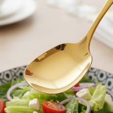 Premium Altın Kaplama Paslanmaz Çelik Servis Kaşığı – 21 cm Şık ve Dayanıklı Sunum Kaşığı