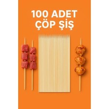 Merip Plastik 100 Adet Bambu Çöp Şiş & Yanmaz Bambu Şiş & 30 cm & Airfryer Çöp Şiş