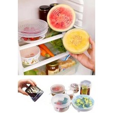 6 Boy Gıda Koruyucu Silikon Kapak Seti - Esnek ve Yeniden Kullanılabilir Saklama Kapakları