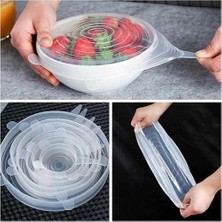 Tazeliği Koruyan Elastik Silikon Streç Kapak Esnek Silikon Strech Saklama Kabı Kapakları 6'lı