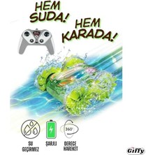 Oyuncak Suda ve Karada Giden Uzaktan Kumandalı Araba 360° Hareket Edebilen Şarjlı Işıklı 4x4 Araç