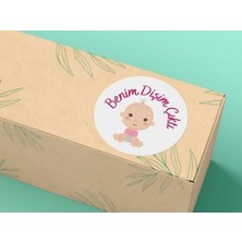 Diş Buğdayı Kız Bebek Pembe Benim Dişim Çıktı Yuvarlak Mat Etiket 4 cm Bebek Partisi (40 Adet)