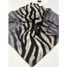 Levidor Tivil Ipek Eşarp Zebra Desen Siyah Krem 2232-1
