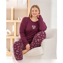 Pijamoni Kadın Sofya Büyük Beden Bisiklet Yaka Uzun Kol Ince Pijama Takımı 8720/3- 1 Adet
