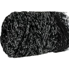 TeknoKapsül Makrome Ipi 3mm Polyester Siyah Gümüş  Simli
