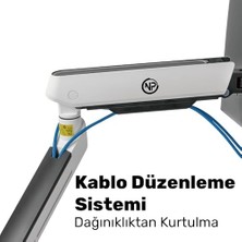 Npo Elysium STD54024HLW 27"-35" Rgb Çiftli Oyuncu Monitör Kolu, Her Kolda 14KG Taşıyan, Amortisörlü Ikili Gaming Vesa Stand (Çift Kol)