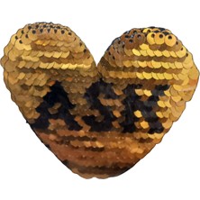 TeknoKapsül Aplike Ütü Ile Yapışan Aşk Yazılı Pullu Sarı Arma 4x4 cm