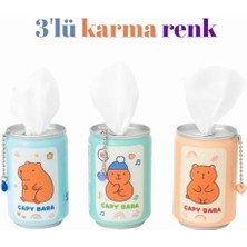 Üçlü Karışık Renk Tasarımlı Taşınabilir Mendil Kutusu – Sevimli Konserve Kutusu Tasarım, Çantada Taşınabilir, Hijyenik ve Pratik Kullanım