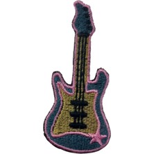TeknoKapsül Aplike Ütü Ile Yapışan Gitar Pembe Arma 5x3 cm