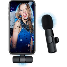 ile Uyumlu Kablosuz Yaka Mikrofon, Telefon Video Kaydı Için Yaka Klipsli Mikrofon Tiktok Youtube Canlı Yayın Vlog (Uygulama/bluetooth Gerekmez)