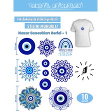 Agg Reklam Ütü ile Yapışan Kıyafet Etiketi Nazar Boncukları Serisi -1  10LU Set