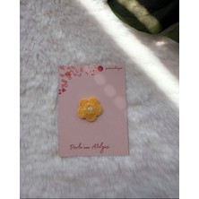 Parla'nın Atölyesi 0-3 Yaş Az Saçlı ve Saçsız Bebek Tokası Sarı Çiçek