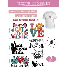 Agg Reklam Ütü ile Yapışan Kıyafet Etiketi Kedi Severler Serisi -1  7li Set