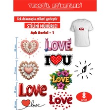 Agg Reklam Ütü ile Yapışan Kıyafet Etiketi Aşk Serisi -1  8li Set
