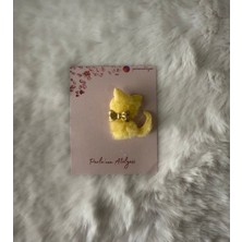 Parla'nın Atölyesi 0-3 Yaş Az Saçlı ve Saçsız Bebek Tokası Sarı Kedi