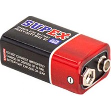 Supex 6F22 9V Çinko Karbon Pil