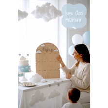 Aze Kids 3D Ahşap Doğumgünü Tablosu 35 x 50 cm Bulut Temalı 1 Yaş İçin Ahşap Renkli