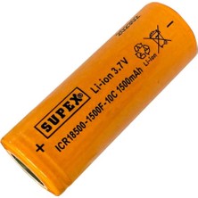 Supex ICR18500 3.7V 1500MAH Li-Ion Şarjlı Pil 10C Deşarj Akımı (Başsız)