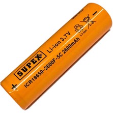 Supex ICR18650 3.7V 2600MAH Li-Ion Şarjlı Pil 5c Deşarj Akımı (Başsız)