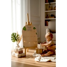 Aze Kids 3D Kişiye Özel Isimli 1 Yaş 12 Ay Safari Temalı Ahşap Doğumgünü Fotoğraf Panosu Doğumgünü Tablosu