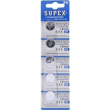 Supex CR1616 3V Lityum Düğme Pil - 5'li Kart