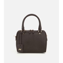 Hotiç Kadın Deri Kahverengi Fermuarlı Omuz Çantası