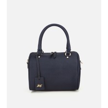 Hotiç Kadın Deri Lacivert Fermuarlı Omuz Çantası