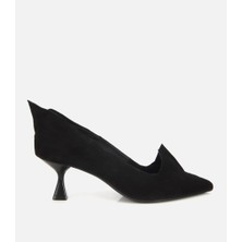 Hotiç Kadın Süet Deri Siyah Sivri Burunlu Minimal Stiletto