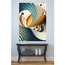 Mgi Design Modern Soyut Spiral Kanvas Tablo Turkuaz Krem Dalgalı Duvar Dekoru Minimalist Ofis Salon Dekorasyon