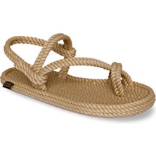 Kadınlar İçin Nomadic Republic Bej Kauçuk Tabanlı Halat Sandalet Rahat ve Şık Tasarım