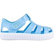 Igor Nıco Mavi Çocuk Sandalet PVC Malzeme ile Cırtlı Bağlama Özelliği Kız Çocuklar İçin