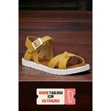 Ponchiq Hardal Sarı  Çocuk Sandalet Yumuşak Doku ve Ortopedik Taban ile Konforlu Kullanım