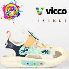 Vicco Rocket Kız Çocuk Ortopedik Işıklı Spor Sandalet Eva Tabanlı Hafif ve Konforlu