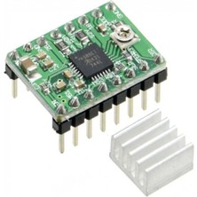 China A4988 Step Motor Sürücü Kartı 2A Yeşil + Soğutucu