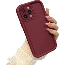 Ucuc iPhone 16 Pro Uyumlu Burgundy Silikon Kılıf Anti-Çarpma Tam Kamerası Koruma Dayanıklı Tasarım