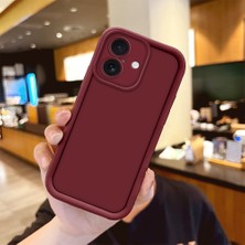 Ucuc iPhone 16 Uyumlu Burgundy Silikon Kılıf Anti-Çarpma Tam Kamerası Koruma Dayanıklı Tasarım