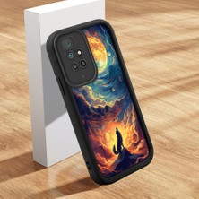 HONTINGA Xiaomi Redmi 10 ile Uyumlu Kılıfı Düşüme Önleyici Basitlik Anti Düşme Kamera Korumali Hayvan Siyah Desen Yumuşak Silikon Telefon Kılıfı Kadın ve Erkek Için Uygundur K2-0247