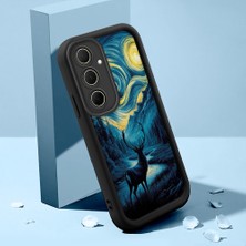 HONTINGA Samsung Galaxy A35 ile Uyumlu Kılıfı Düşüme Önleyici Basitlik Anti Düşme Kamera Korumali Hayvan Siyah Desen Yumuşak Silikon Telefon Kılıfı Kadın ve Erkek Için Uygundur K2-0247