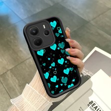 HONTINGA Xiaomi Redmi Note 14 4g ile Uyumlu Kılıfı Düşüme Önleyici Basitlik Anti Düşme Kamera Korumali Sevgi Siyah Desen Yumuşak Silikon Telefon Kılıfı Kadın ve Erkek Için Uygundur K2-0244