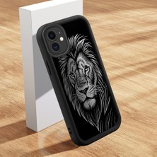 HONTINGA iPhone 12 ile Uyumlu Kılıfı Düşüme Önleyici Basitlik Anti Düşme Kamera Korumali Aslan Siyah Desen Yumuşak Silikon Telefon Kılıfı Kadın ve Erkek Için Uygundur K2-0248