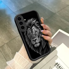 HONTINGA Samsung Galaxy A56 ile Uyumlu Kılıfı Düşüme Önleyici Basitlik Anti Düşme Kamera Korumali Aslan Siyah Desen Yumuşak Silikon Telefon Kılıfı Kadın ve Erkek Için Uygundur K2-0248
