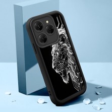 HONTINGA Tecno Spark 20 Pro ile Uyumlu Kılıfı Düşüme Önleyici Basitlik Anti Düşme Kamera Korumali Aslan Siyah Desen Yumuşak Silikon Telefon Kılıfı Kadın ve Erkek Için Uygundur K2-0248