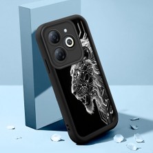 HONTINGA Tecno Spark Go 2024 ile Uyumlu Kılıfı Düşüme Önleyici Basitlik Anti Düşme Kamera Korumali Aslan Siyah Desen Yumuşak Silikon Telefon Kılıfı Kadın ve Erkek Için Uygundur K2-0248
