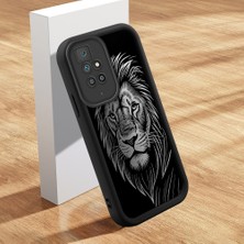 HONTINGA Xiaomi Redmi 10 2022 ile Uyumlu Kılıfı Düşüme Önleyici Basitlik Anti Düşme Kamera Korumali Aslan Siyah Desen Yumuşak Silikon Telefon Kılıfı Kadın ve Erkek Için Uygundur K2-0248
